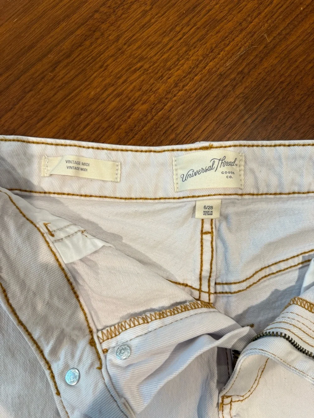 High-Rise White Denim Shorts